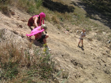 Did I say this was an adventure race, me and Emma decending the very steep dam wall...