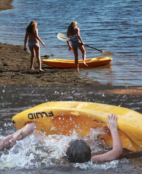 Kayaking on the dam...